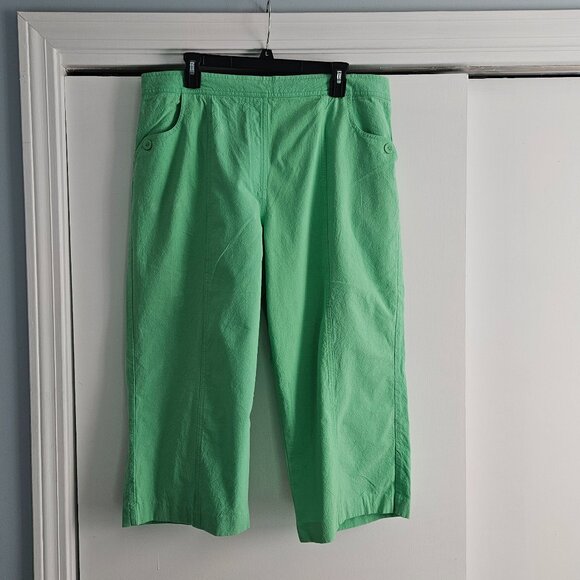 Alfred Dunner Green Cotton Capri Pants 18W - Picture 1 of 6
